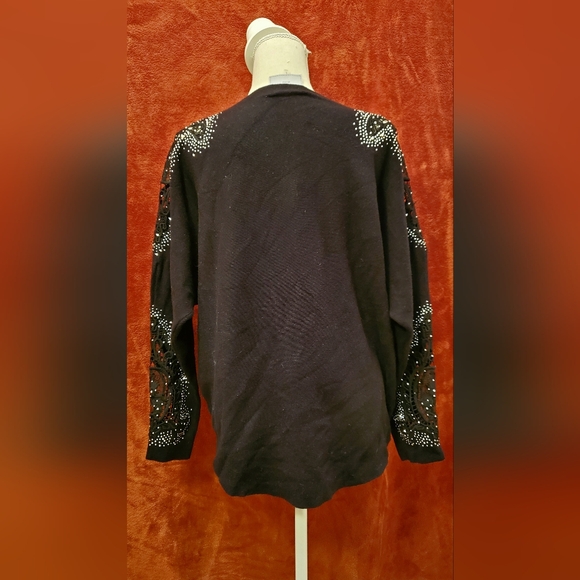 Elegant Black Embellished sparkly (lace and studs) Sweater - Picture 3 of 6